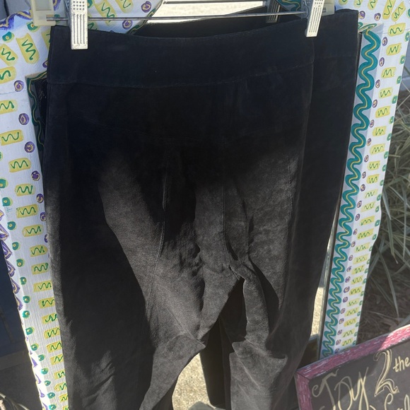 Siena Studio Classic Black Suede Leather Straight Leg Pants - Picture 4 of 10